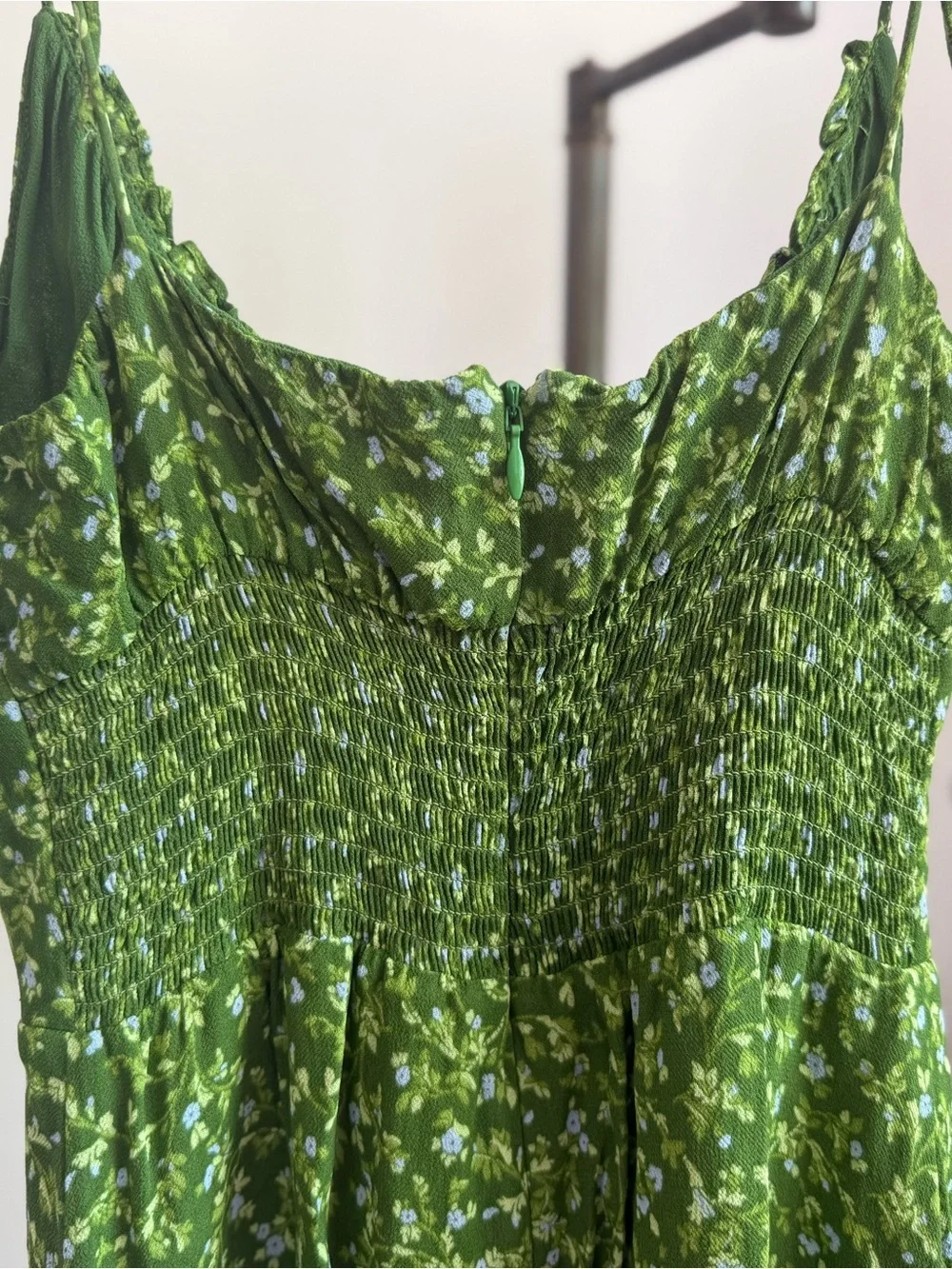 Reformation Green Floral Smocked Mini Dress - Picture 7 of 10
